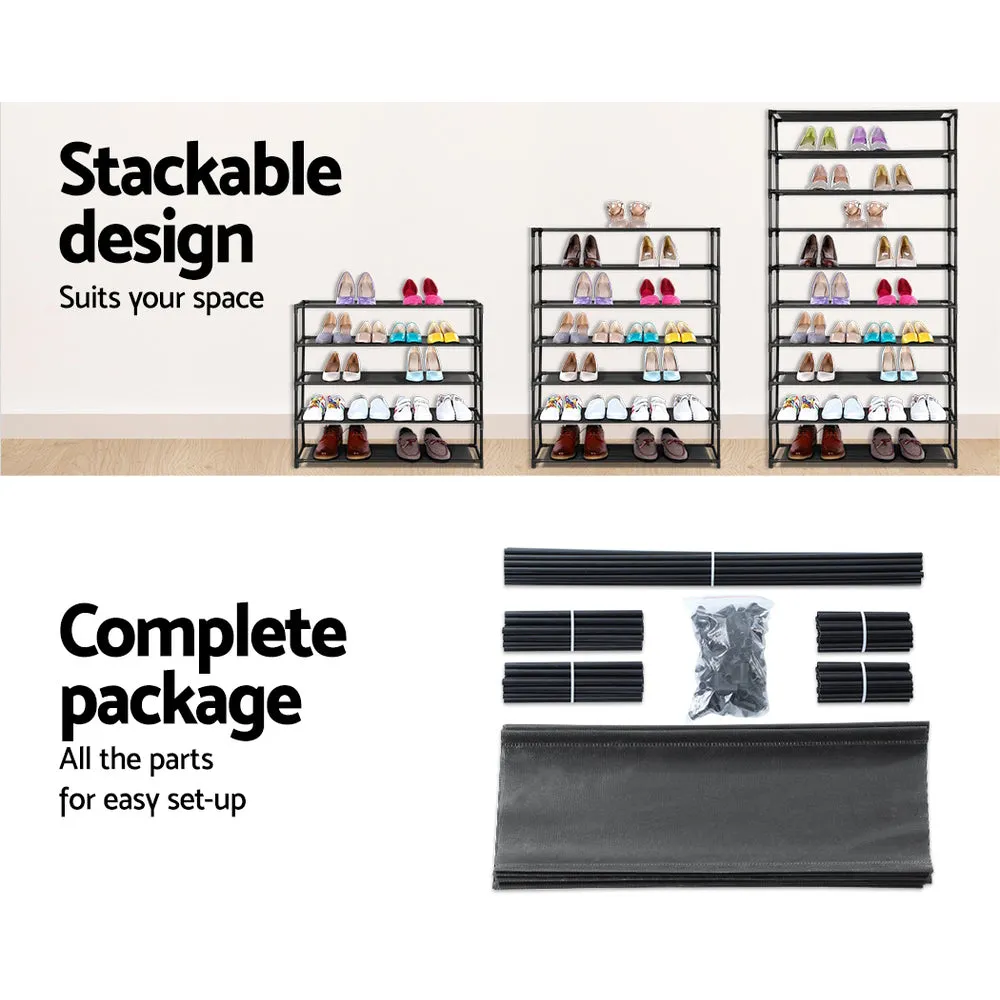 NNEDSZ 50 Pairs 10 Tier Shoe Rack Metal Shelf Holder Stackable Portable Black