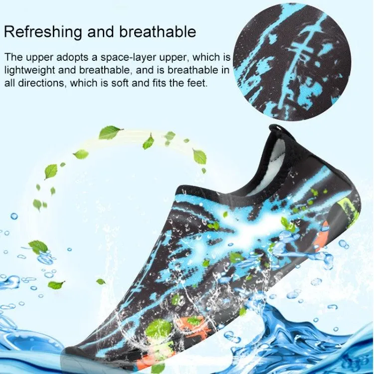 Non-Slip Rubber Beach Diving Shoes with Printed Pattern and Thick Sole for Men - Comfortable Swim Socks