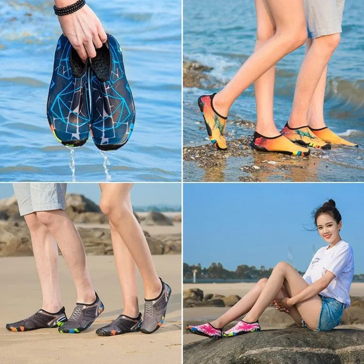 Non-Slip Rubber Beach Diving Shoes with Printed Pattern and Thick Sole for Men - Comfortable Swim Socks