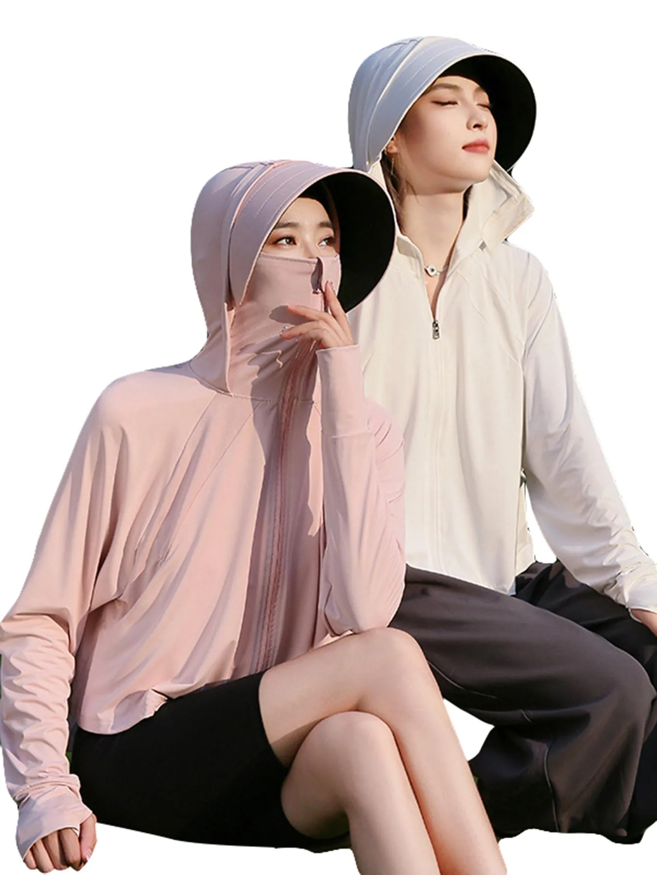 Outdoor mountain climbing sun protection clothing for women, vinyl ice silk quick-drying original yarn anti-UV smock, cycling thin sun protection clothing