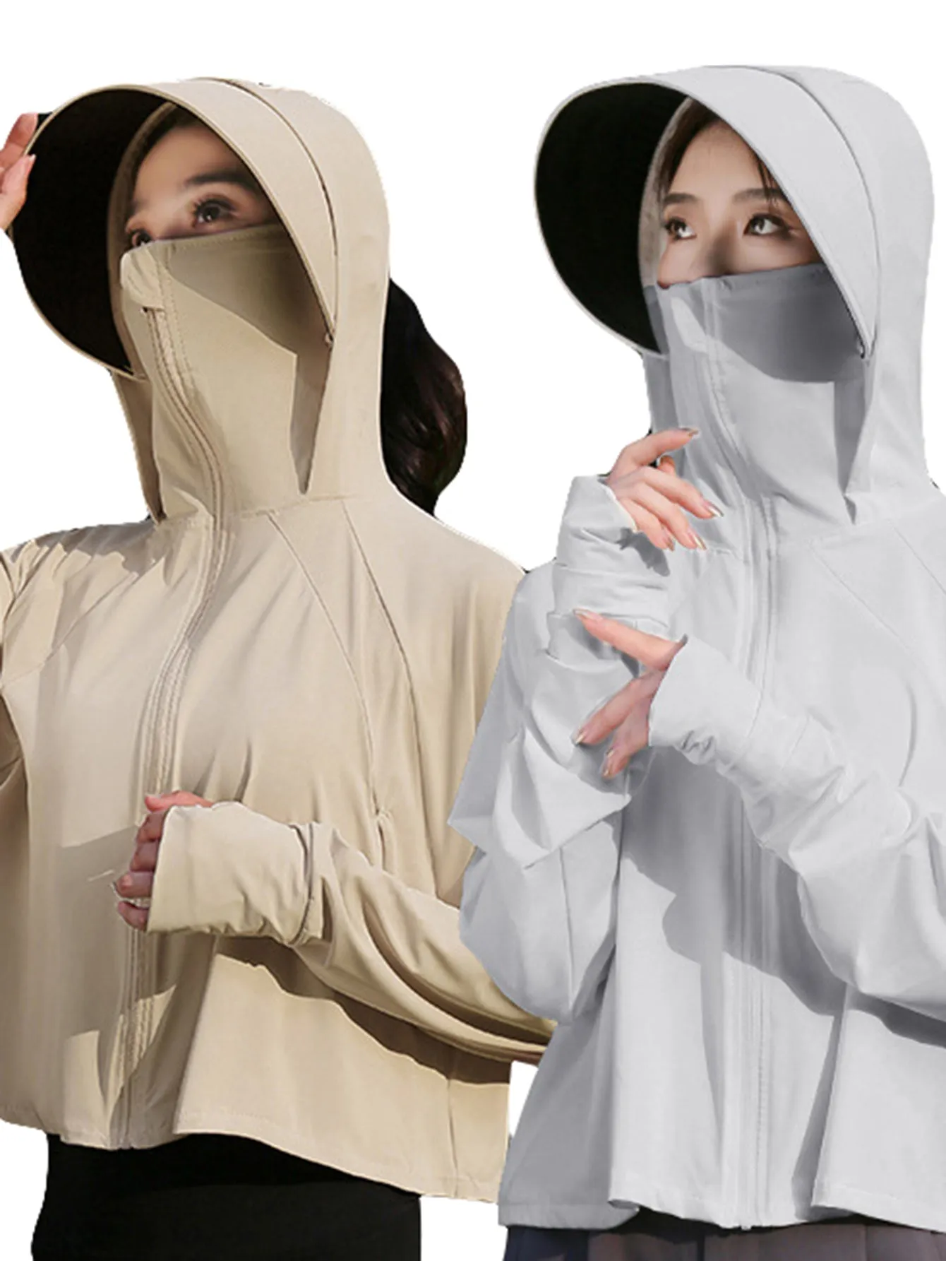 Outdoor mountain climbing sun protection clothing for women, vinyl ice silk quick-drying original yarn anti-UV smock, cycling thin sun protection clothing
