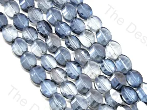 Oval Cross Cut Blue Transparent Lustre Designer beads