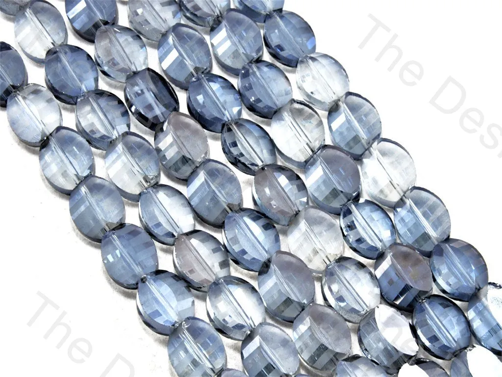 Oval Cross Cut Blue Transparent Lustre Designer beads