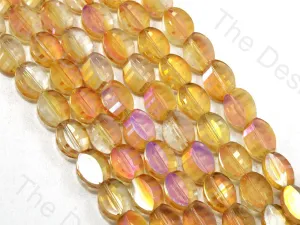 Oval Cross Cut Golden Transparent Designer beads