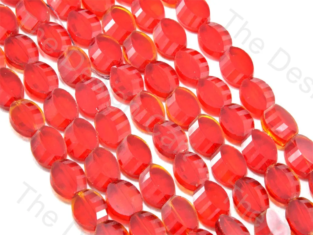 Oval Cross Cut Red Transparent Designer beads