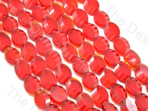 Oval Cross Cut Red Transparent Designer beads