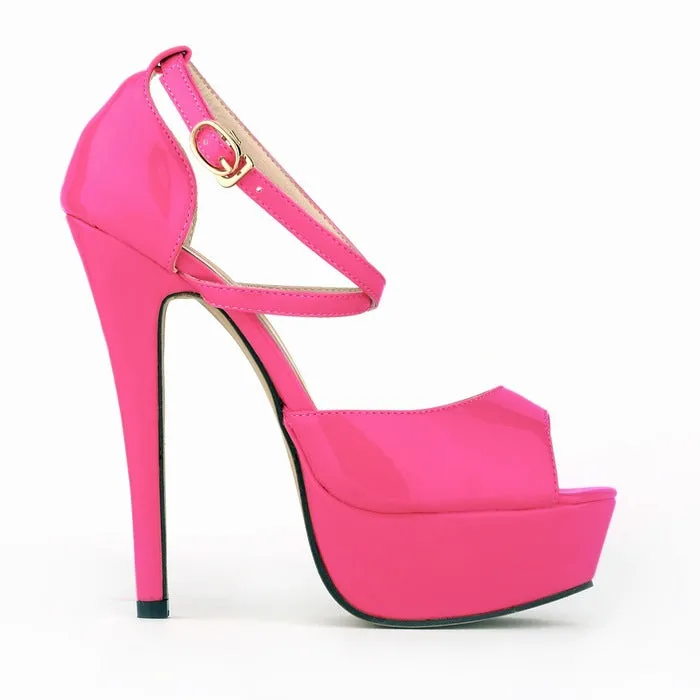 Peep Toe Cross Strap High Heeled Sandals