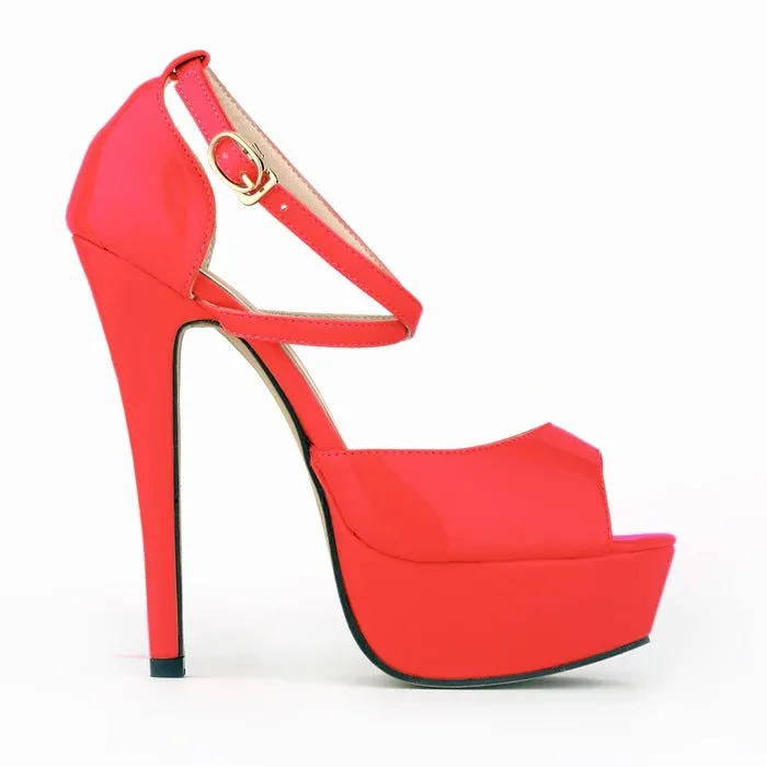 Peep Toe Cross Strap High Heeled Sandals