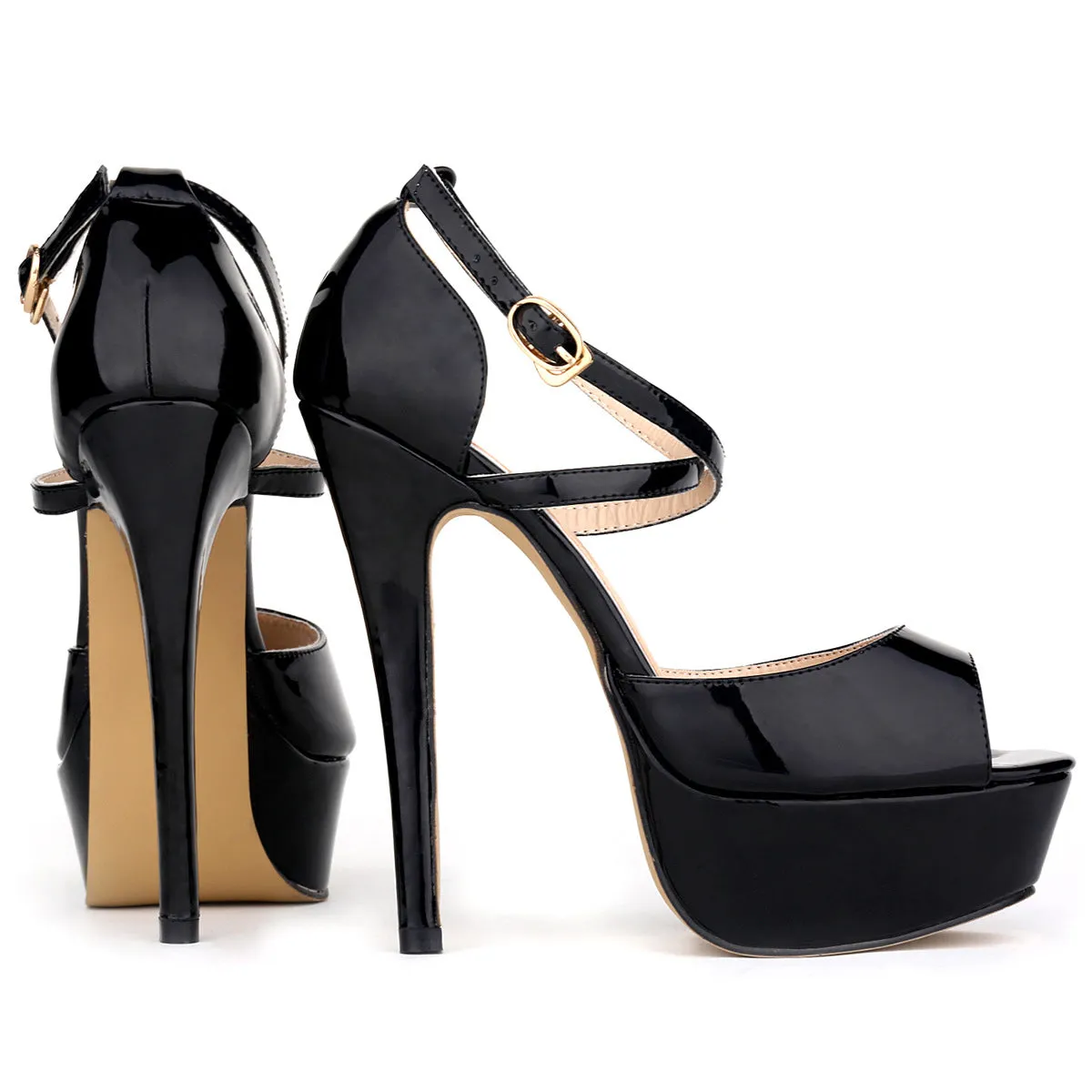Peep Toe Cross Strap High Heeled Sandals