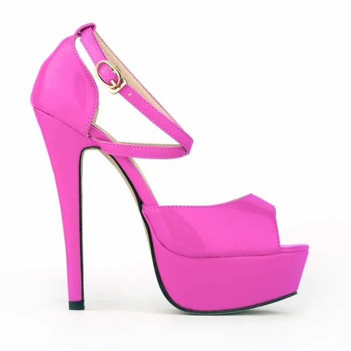 Peep Toe Cross Strap High Heeled Sandals
