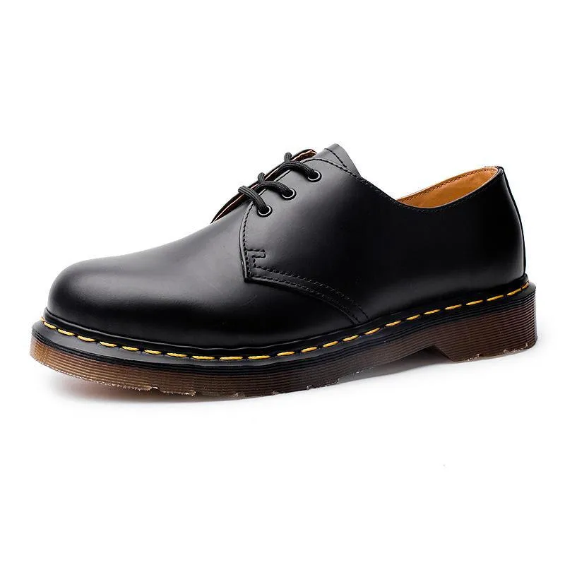 PEOPLETERRITORY 1461 low-top small leather shoes men's genuine leather British style large size short boots round head men's and women's casual tooling shoes
