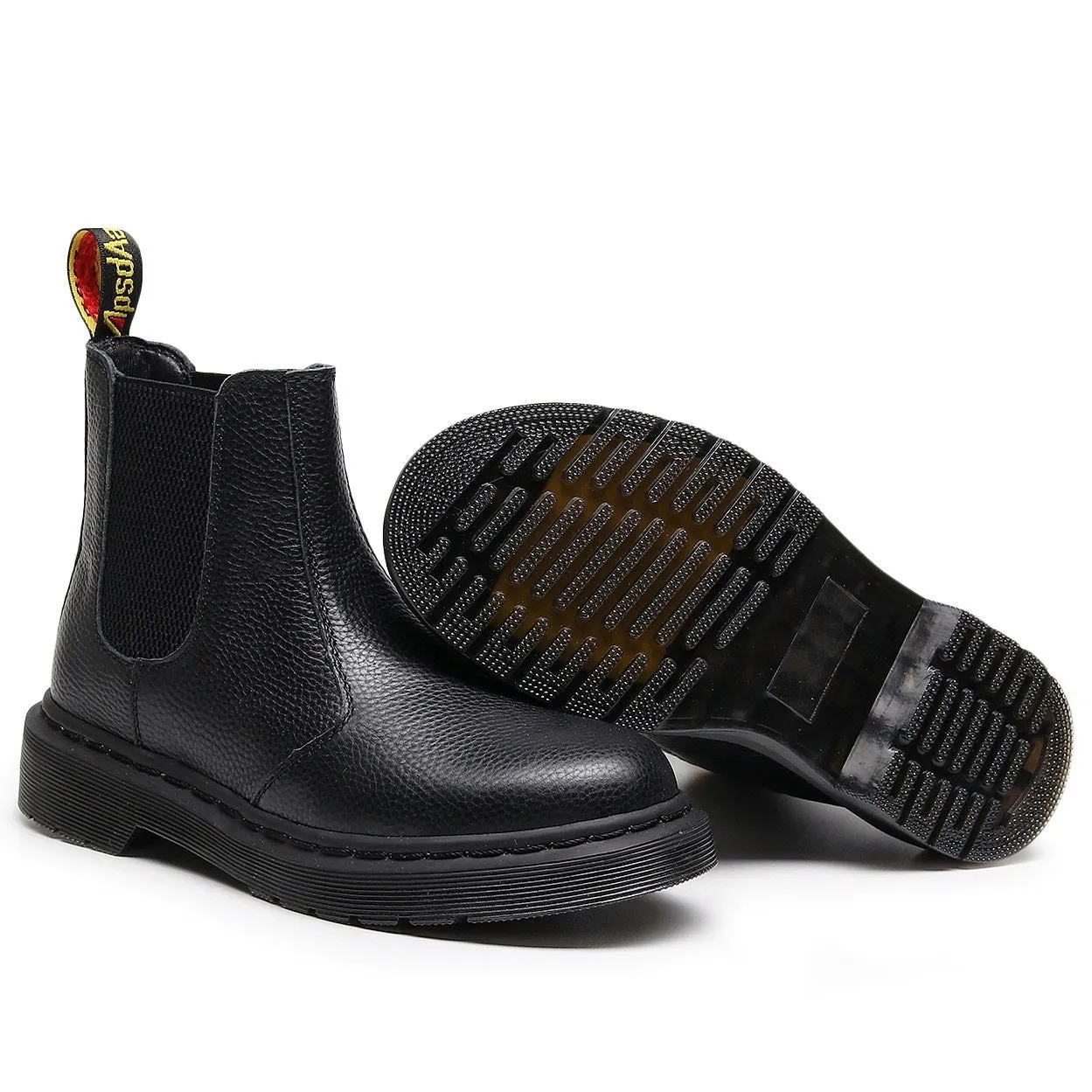 PEOPLETERRITORY 2976 Chelsea boots women's lychee pattern soft leather locomotive boots 2025 genuine leather short boots men's and women's pure black leather shoes