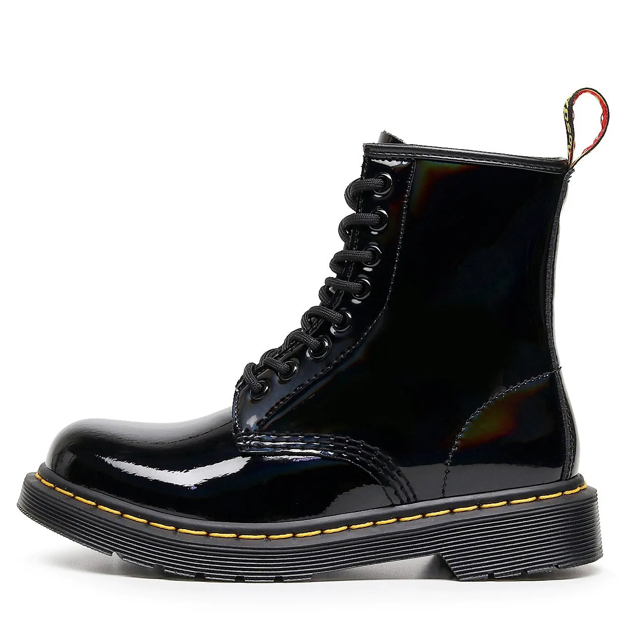 PEOPLETERRITORY laser 1460 tooling boots women's patent leather British style couple short boots men's and women's leather boots round head locomotive shoes