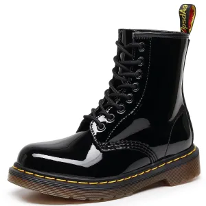 PEOPLETERRITORY mirror 1460 tooling boots women's patent leather British style couple short boots men's and women's leather boots round head locomotive shoes