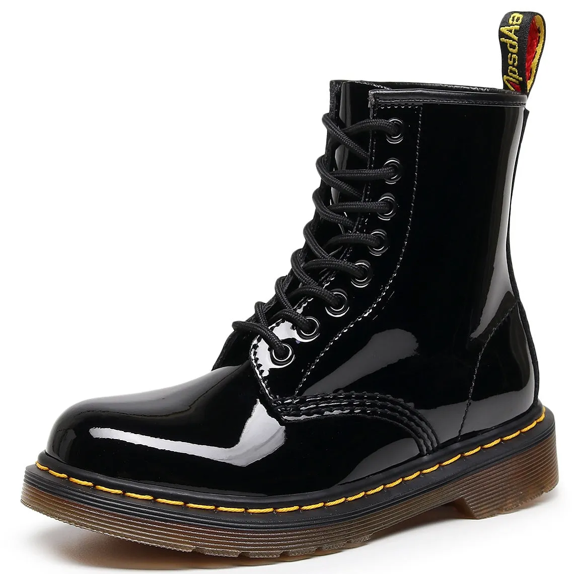 PEOPLETERRITORY mirror 1460 tooling boots women's patent leather British style couple short boots men's and women's leather boots round head locomotive shoes