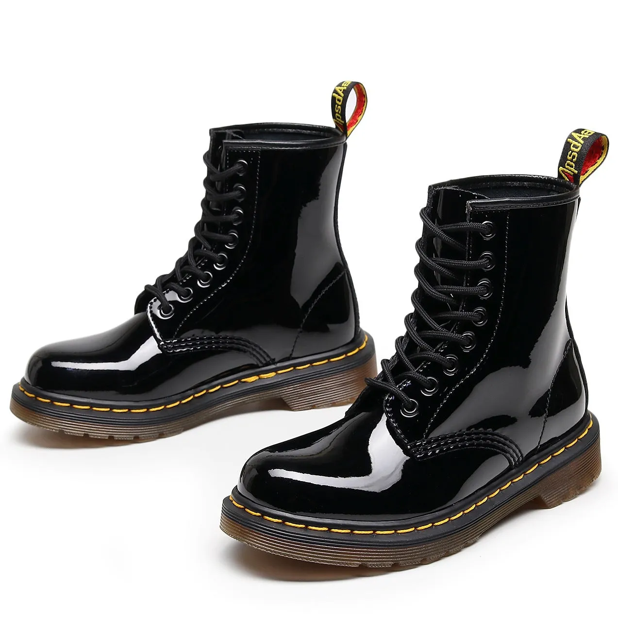 PEOPLETERRITORY mirror 1460 tooling boots women's patent leather British style couple short boots men's and women's leather boots round head locomotive shoes
