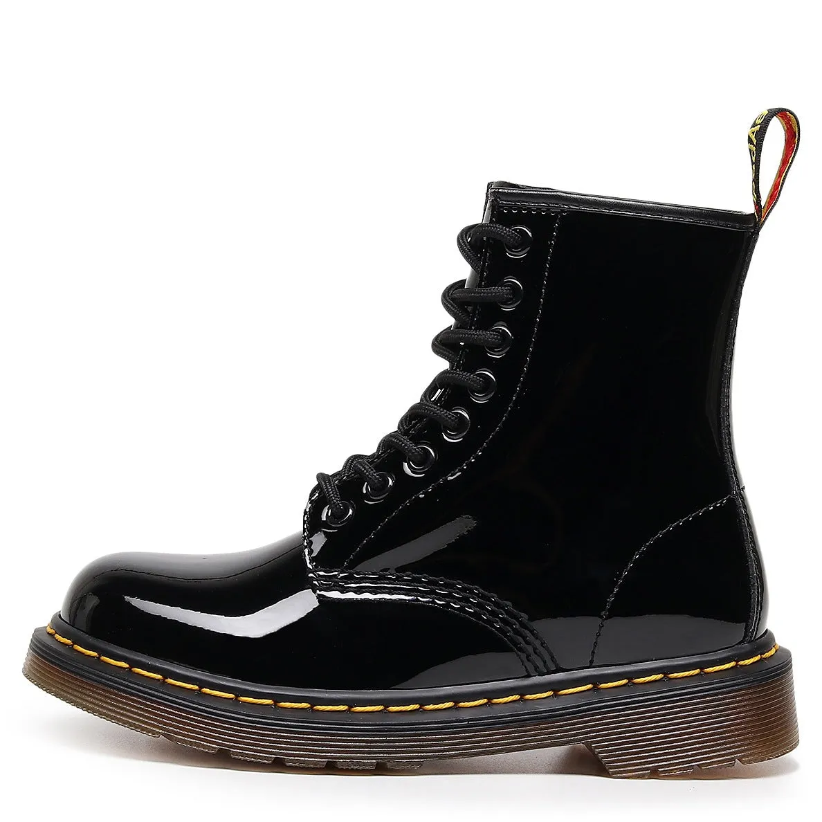 PEOPLETERRITORY mirror 1460 tooling boots women's patent leather British style pink short boots men's and women's leather boots round head locomotive shoes