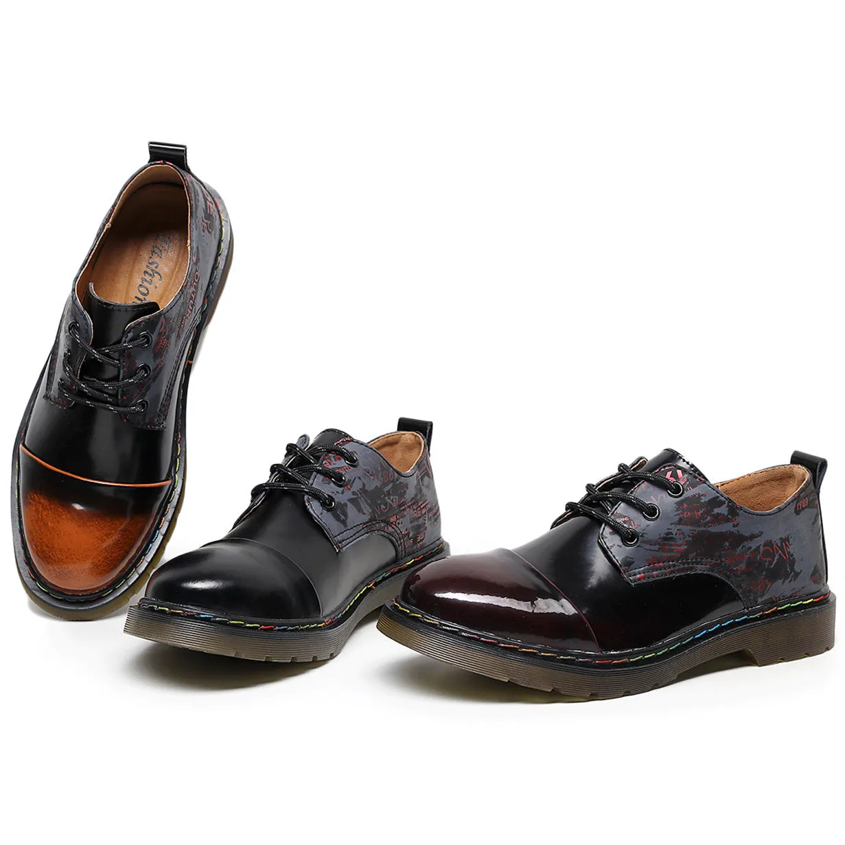 PEOPLETERRITORY personality 1461 low-top small leather shoes men's genuine leather British style large-size short boots round head couple casual tooling shoes