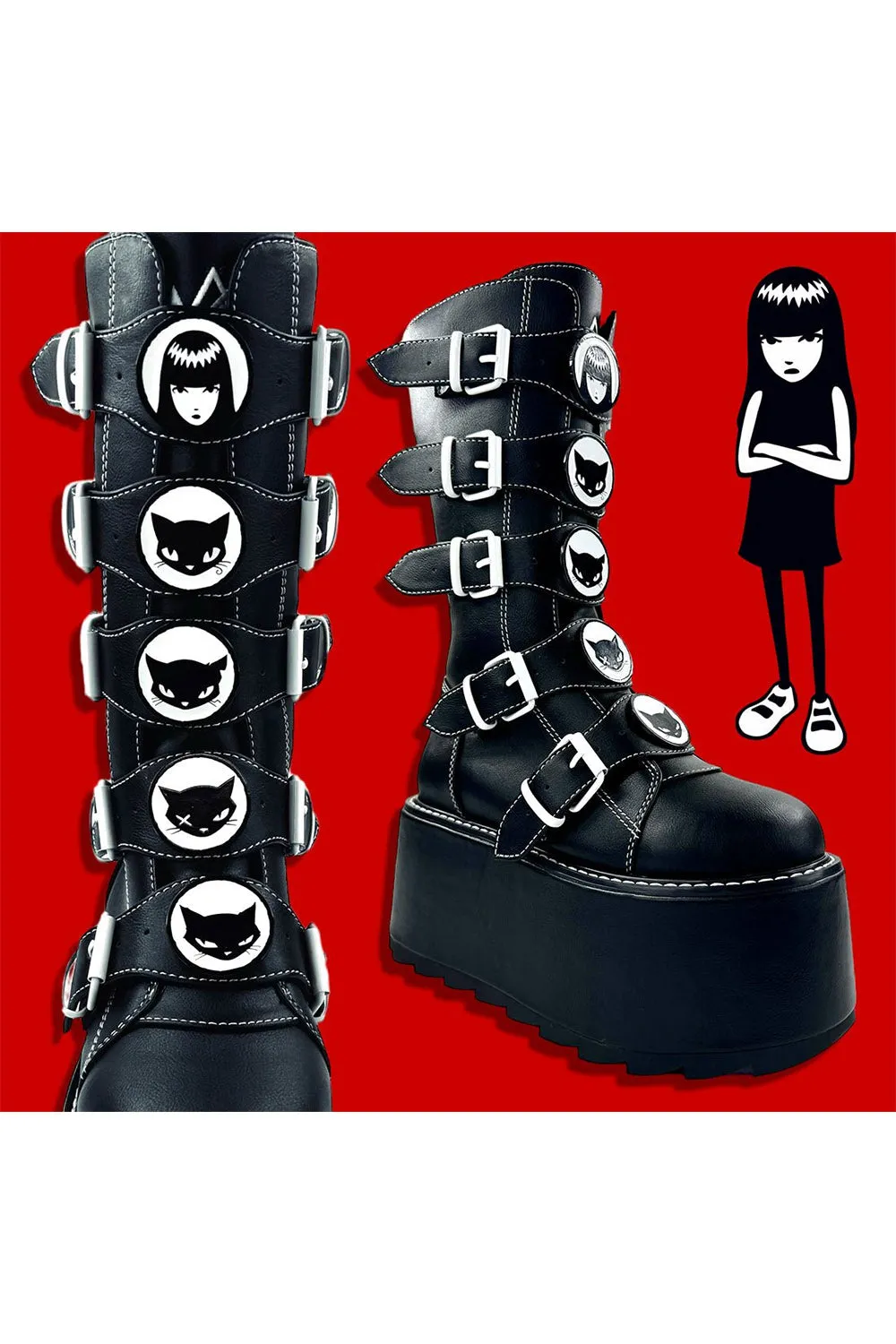 Phazer Emily The Strange Platform Boots [BLACK/WHITE]