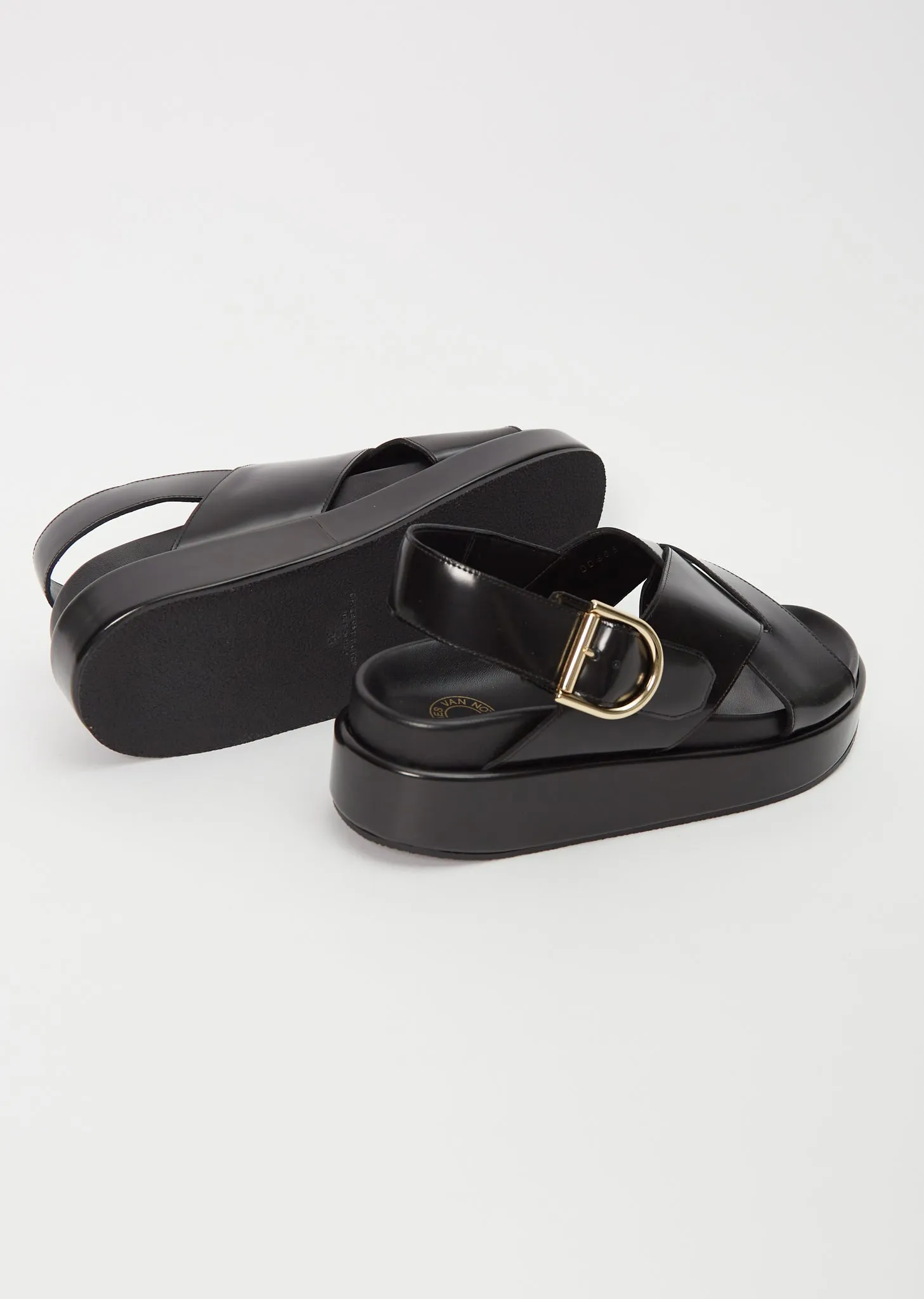 Platform Leather Sandal — Black