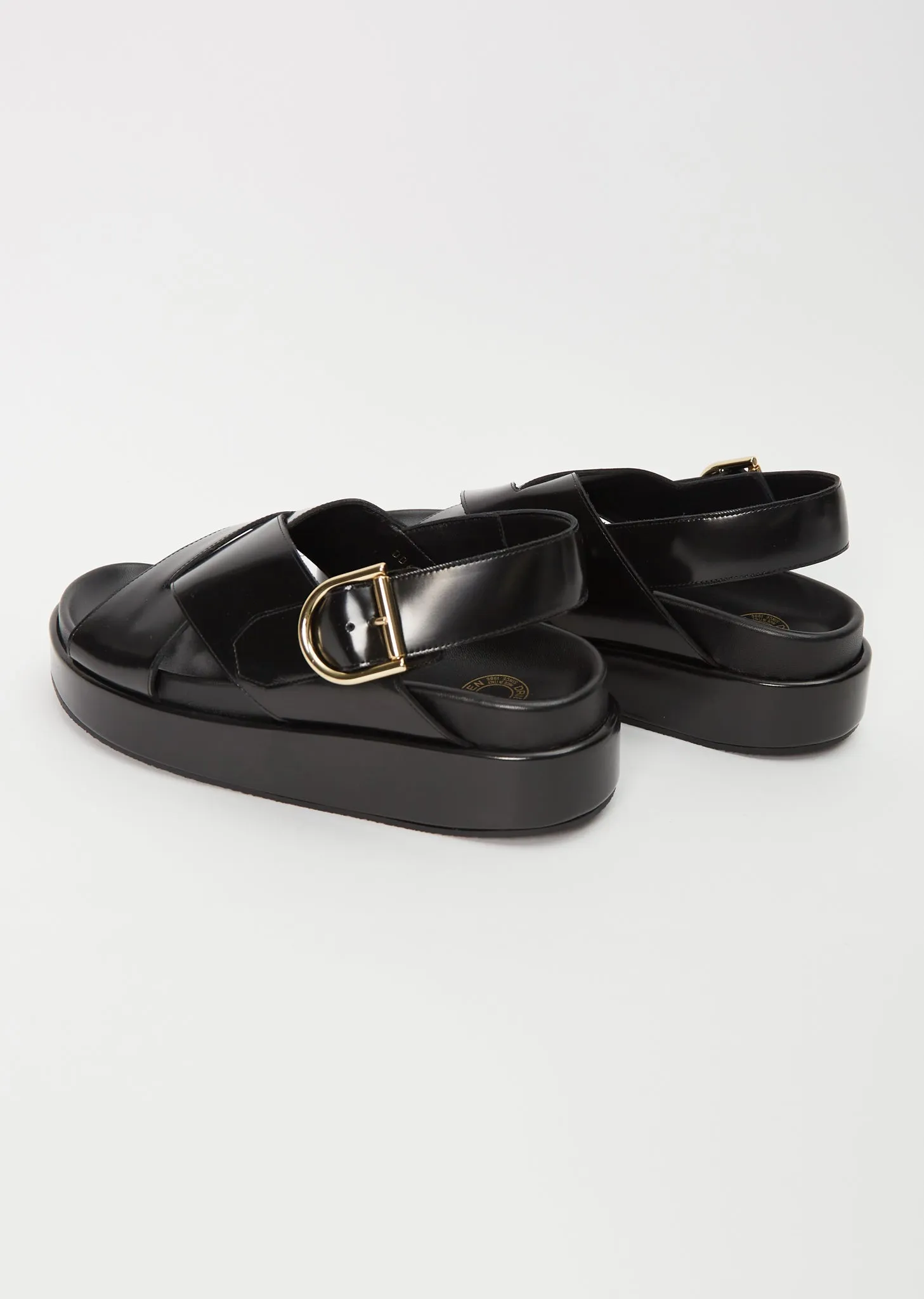Platform Leather Sandal — Black