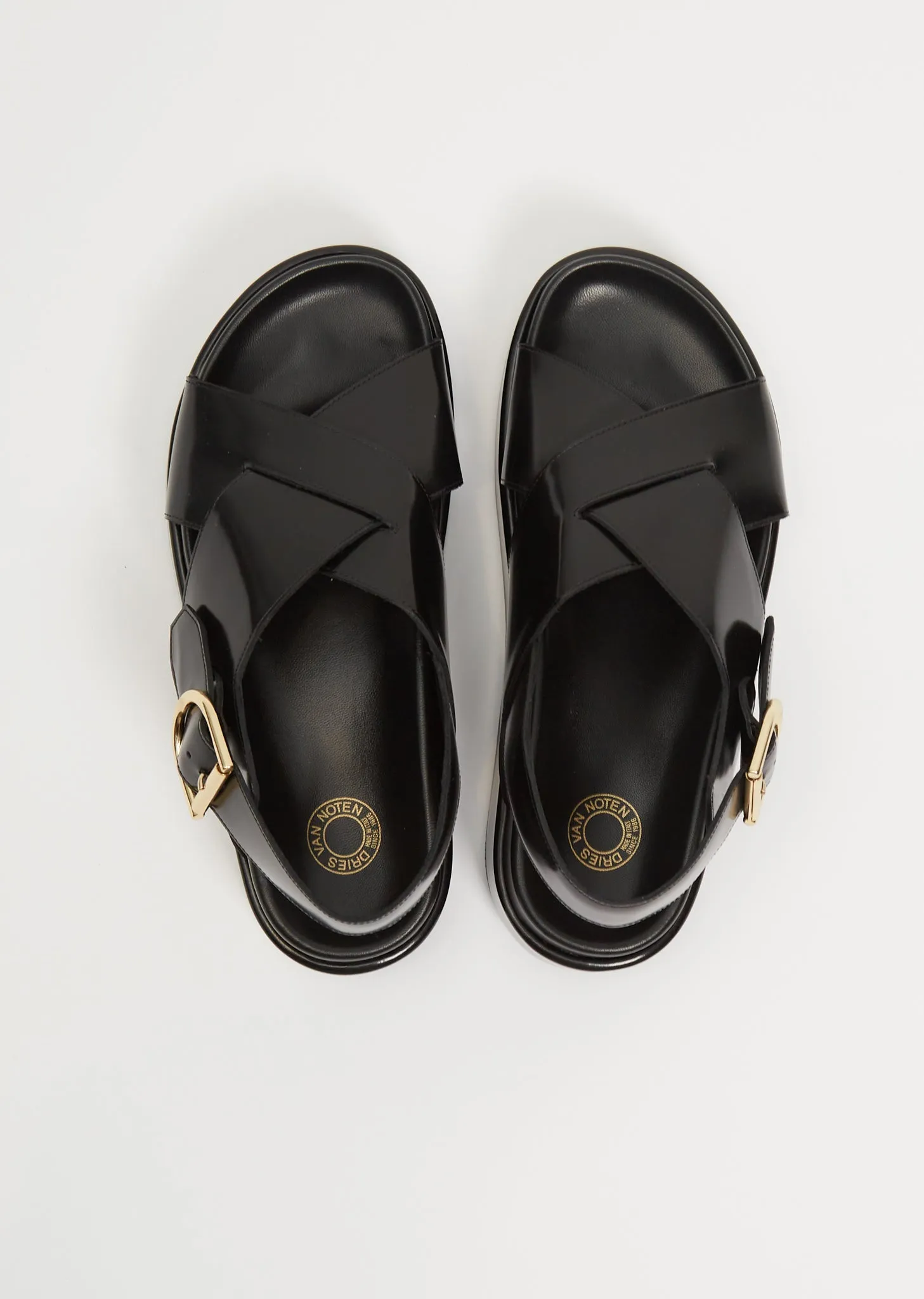Platform Leather Sandal — Black