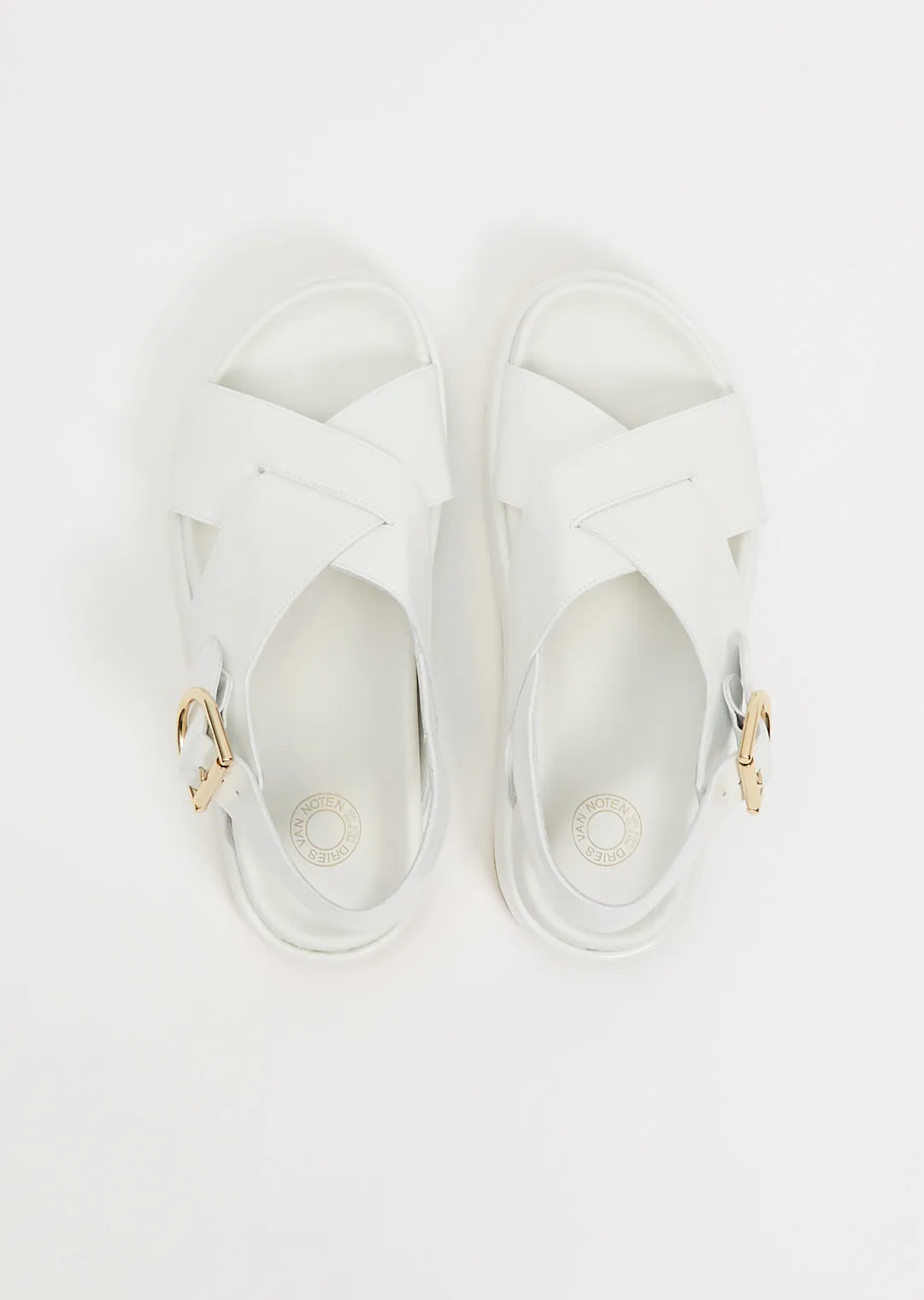 Platform Leather Sandal — White