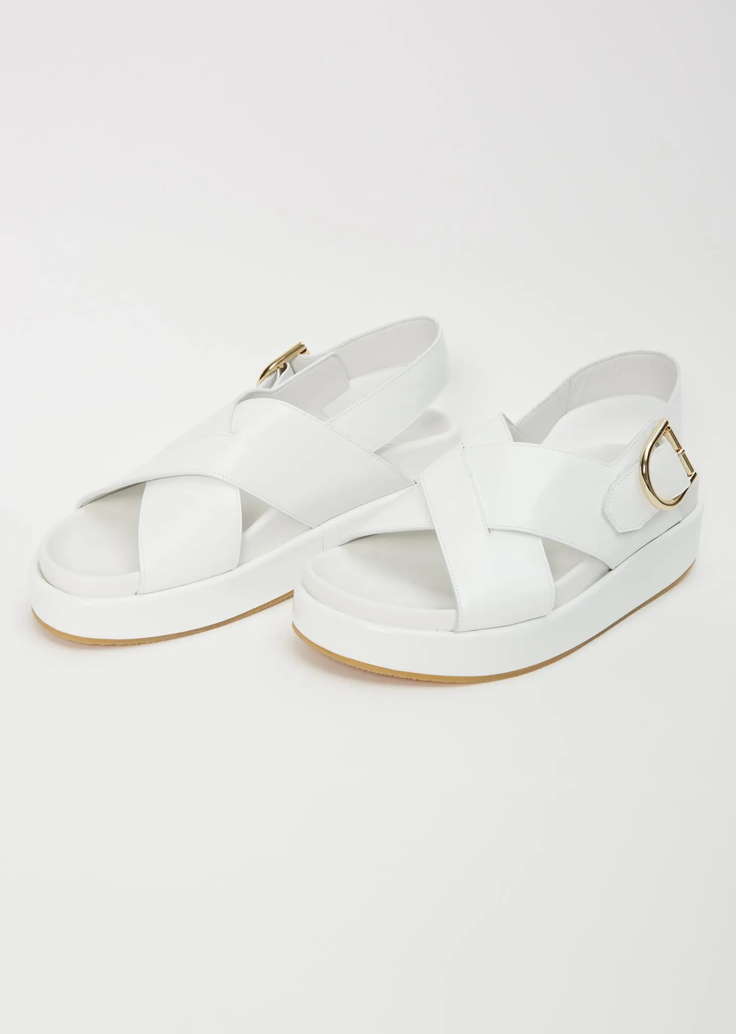 Platform Leather Sandal — White