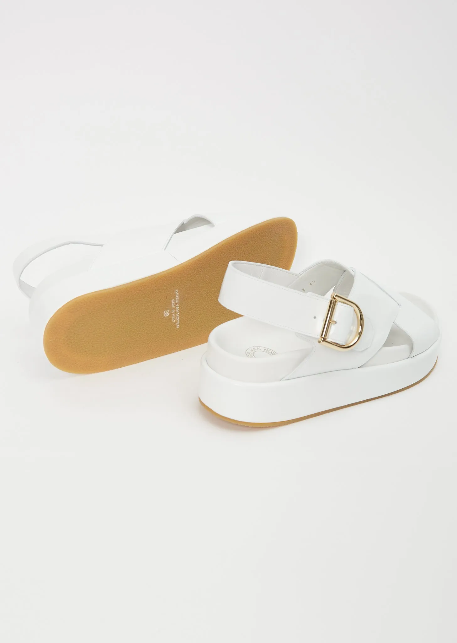Platform Leather Sandal — White