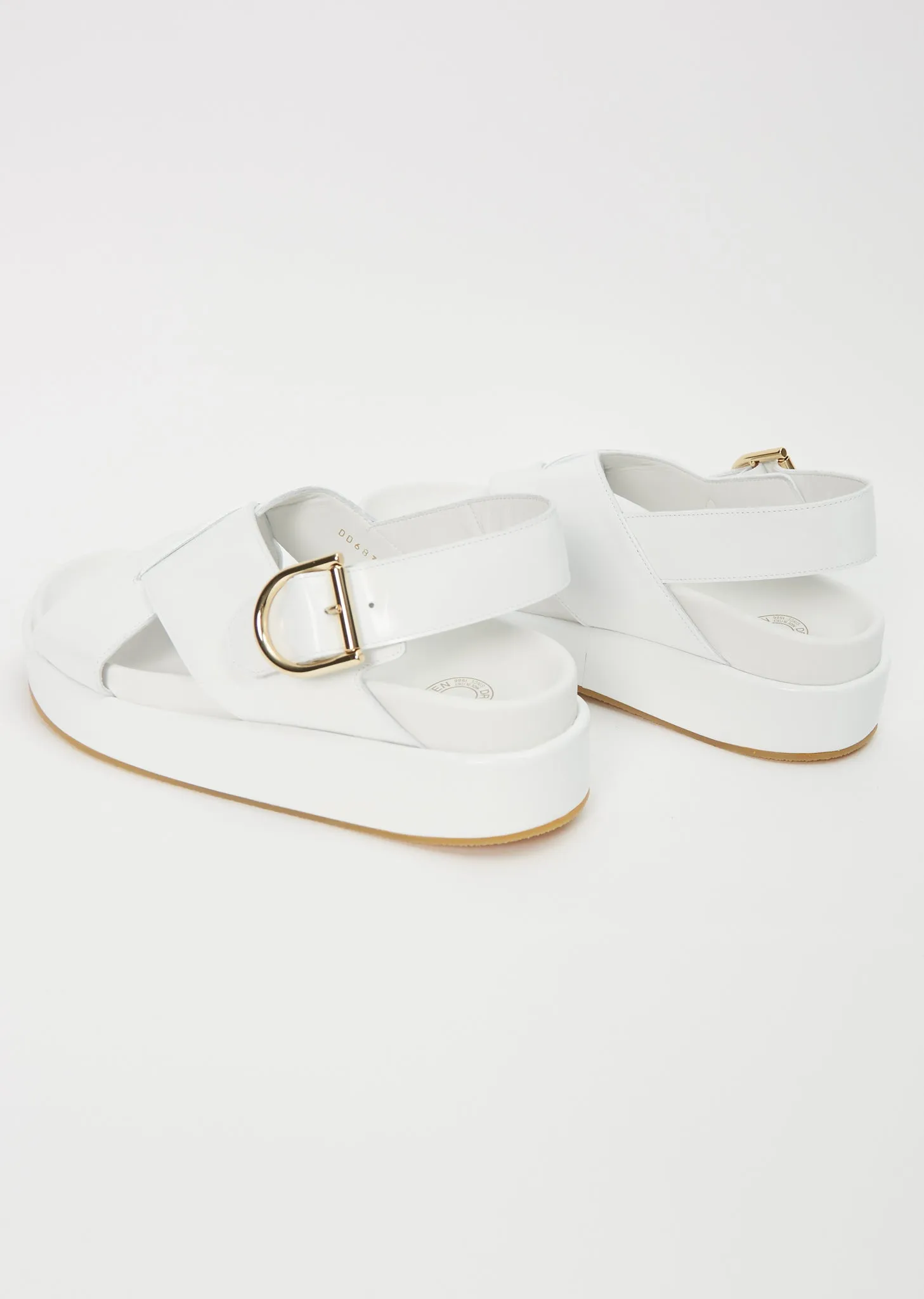 Platform Leather Sandal — White