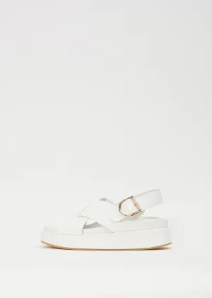 Platform Leather Sandal — White