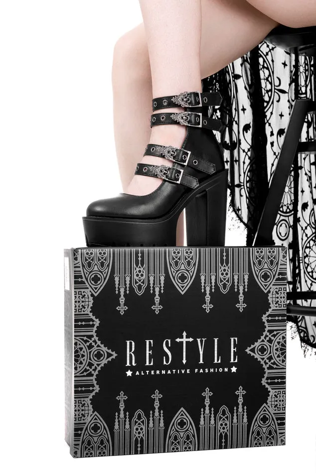 Restyle - Evelynn - Buckle Classic Platform Goth Boots