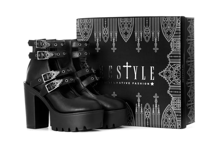Restyle - Evelynn - Buckle Classic Platform Goth Boots