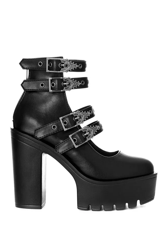 Restyle - Evelynn - Buckle Classic Platform Goth Boots