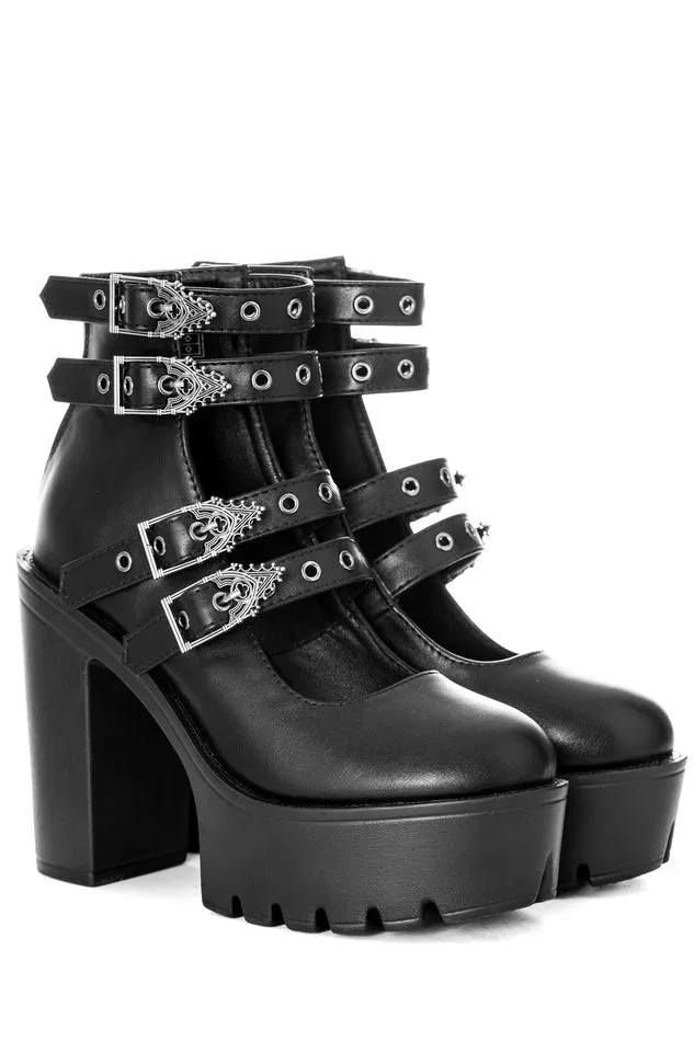 Restyle - Evelynn - Buckle Classic Platform Goth Boots