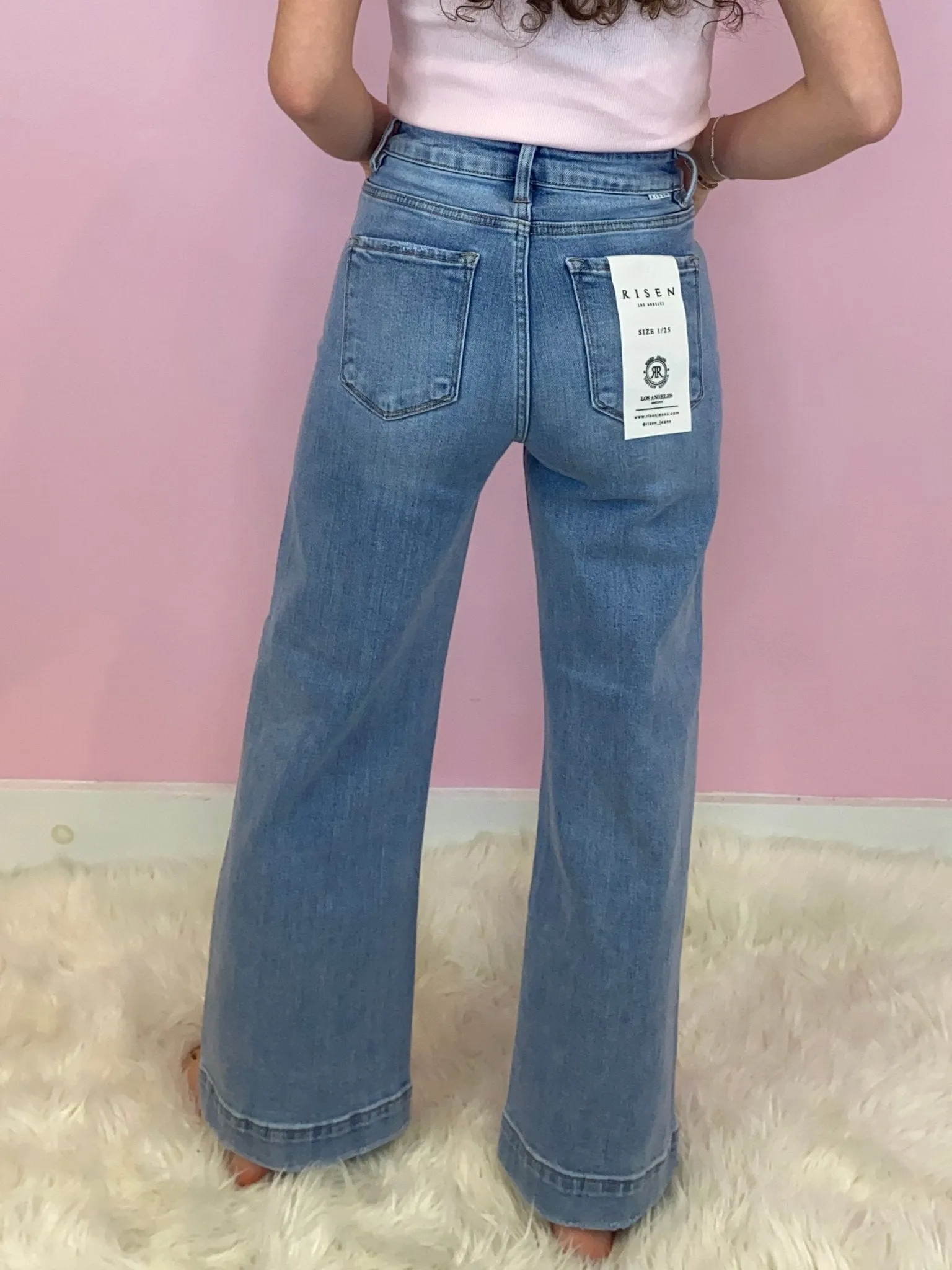 Risen Forever Front Seam High Rise Cropped Wide Leg Jeans