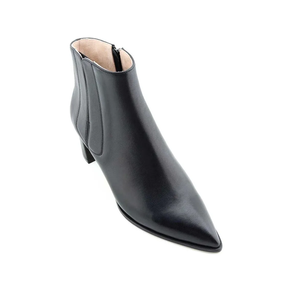 [SAMPLE] Black Calf Leather Lower Block Ankle Boot
