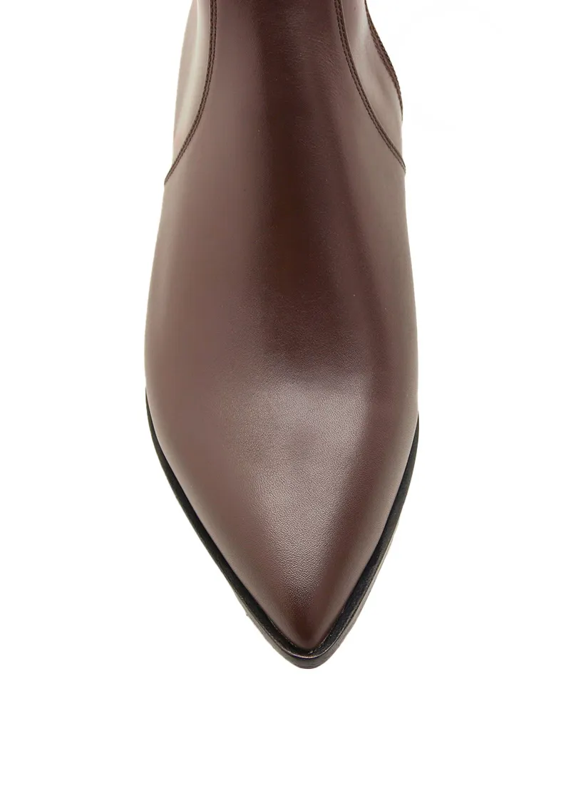 [SAMPLE] Chocolate Brown Calf Leather Lower Block Tall Boot