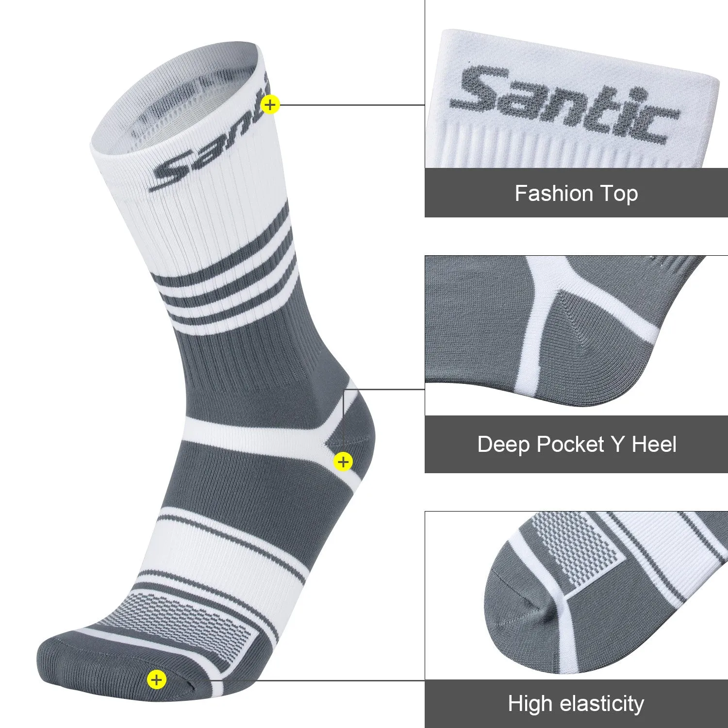 Santic Duke Men Women Cycling Socks Grey