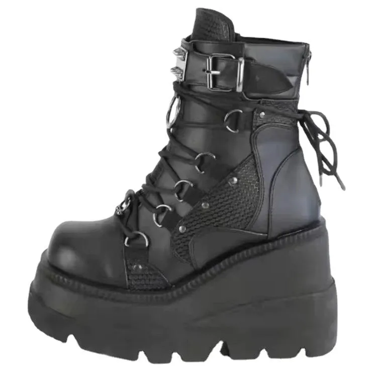 Shadowed Elegance - Gothic Platform Boots by The Nevermore