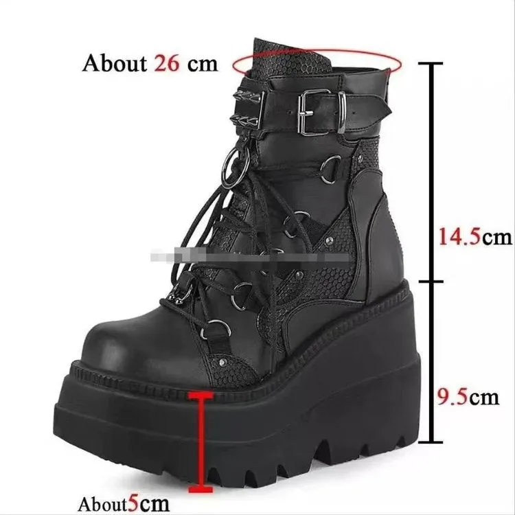 Shadowed Elegance - Gothic Platform Boots by The Nevermore
