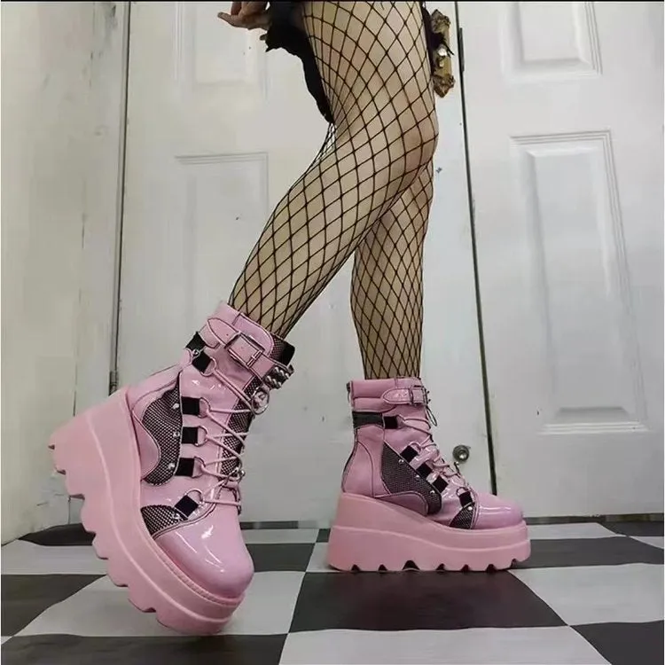 Shadowed Elegance - Gothic Platform Boots by The Nevermore