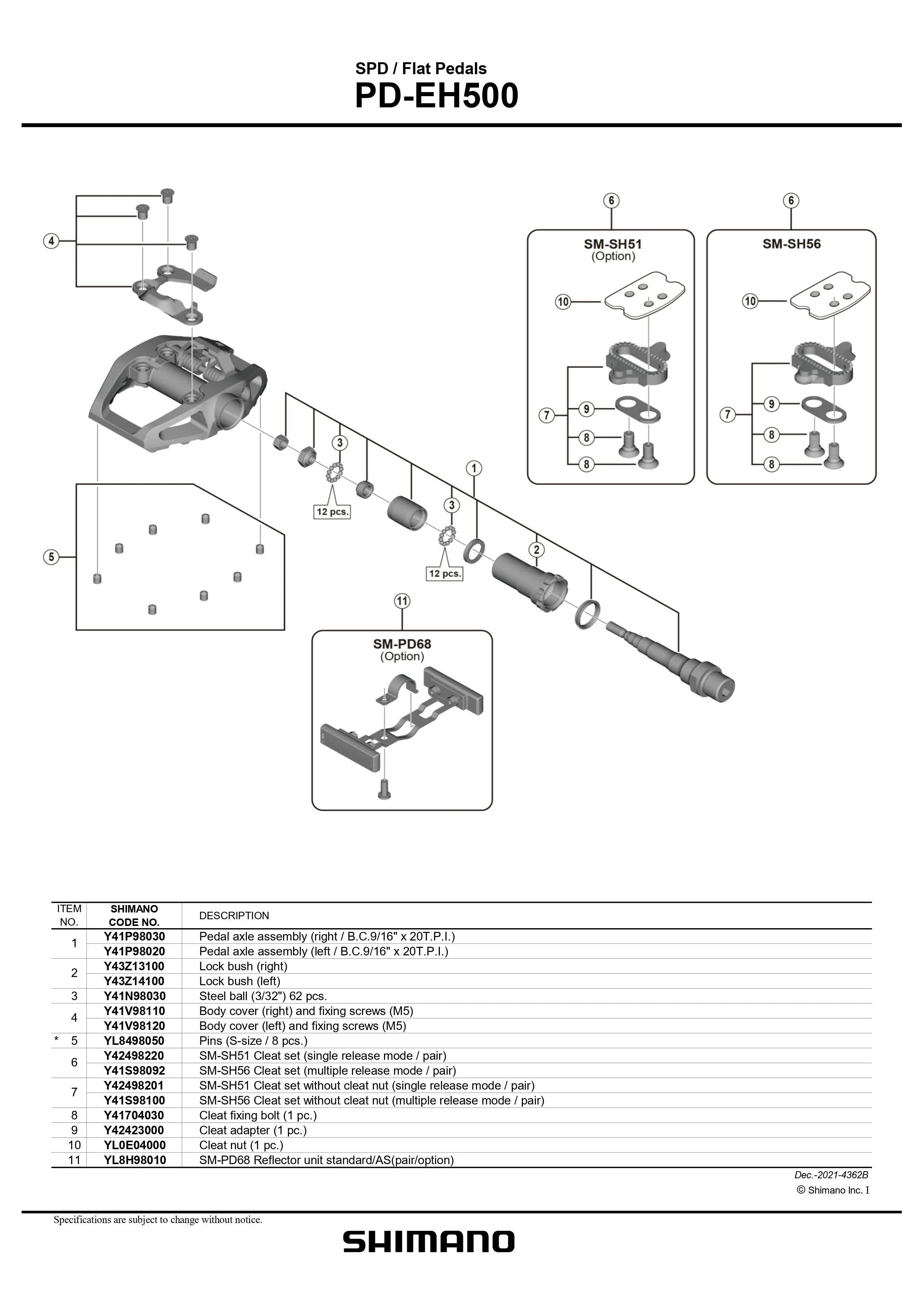 SHIMANO PD-EH500 SPD Dual-Purpose Platform Black Pedals