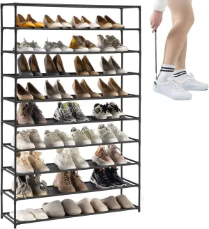 Shoe Rack Shelves, 10-Tier Shoe Storage Organizer Space Saving Shoe Shelf, Stackable Freestanding for Room Organization