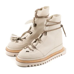 SHR Make this flower great again light beige vegan booties