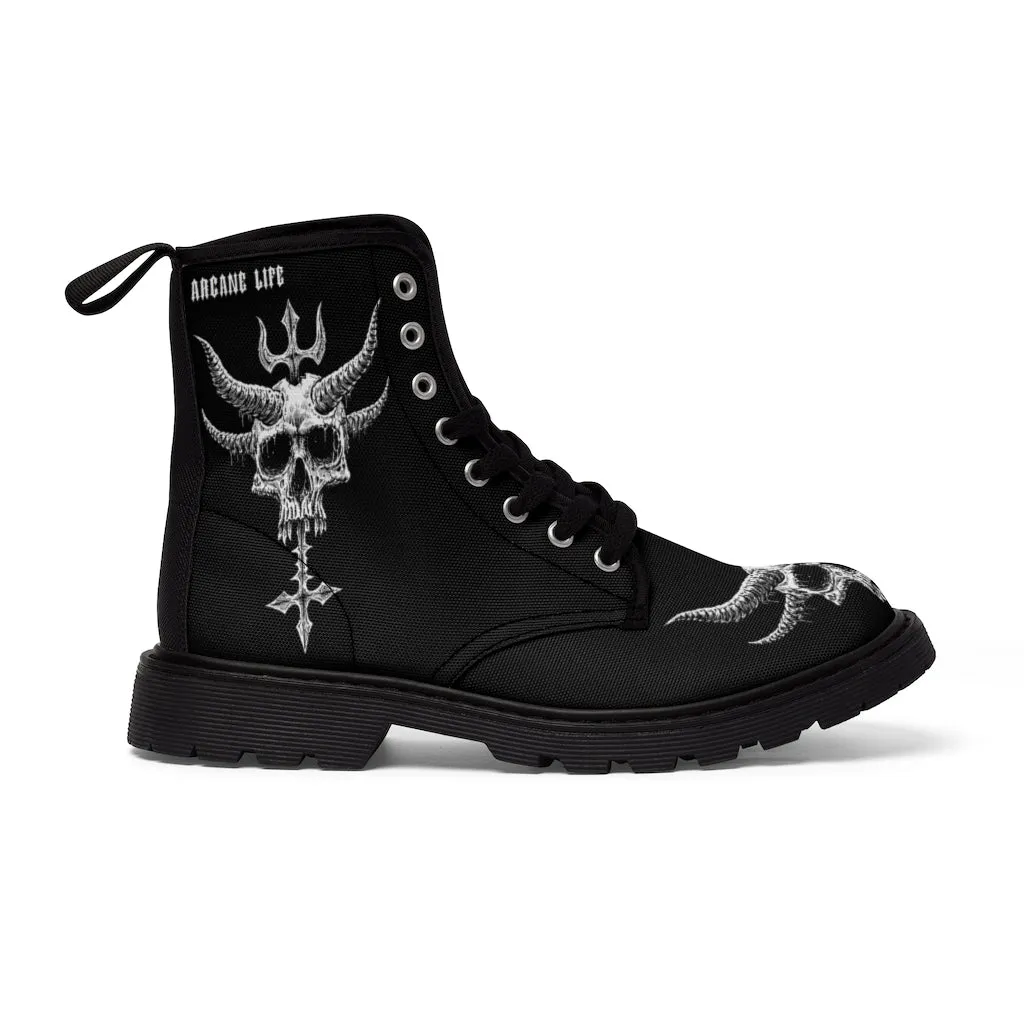 Skull Crushing Inverted Cross Dagger Arcane Life Men's Boots