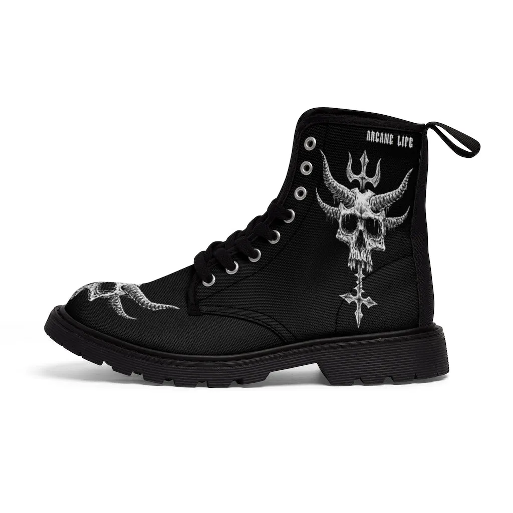 Skull Crushing Inverted Cross Dagger Arcane Life Men's Boots