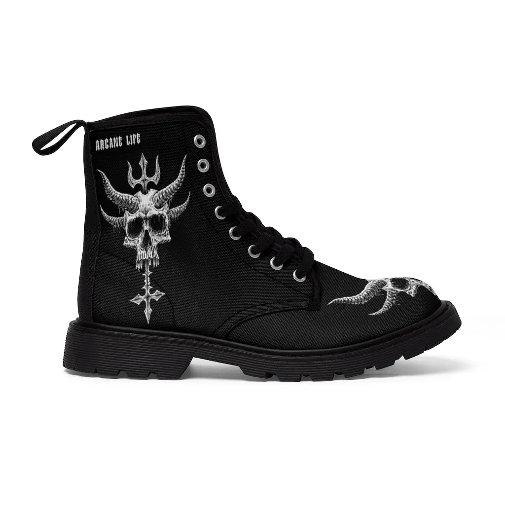 Skull Crushing Inverted Cross Dagger Arcane Life Men's Boots