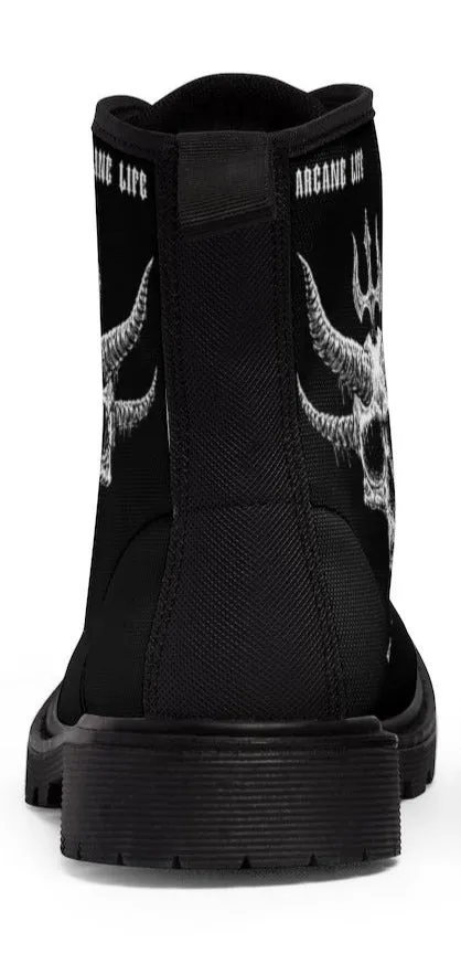 Skull Crushing Inverted Cross Dagger Arcane Life Men's Boots