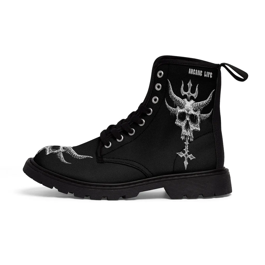 Skull Crushing Inverted Cross Dagger Arcane Life Men's Boots